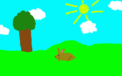 Landskap med en kanin