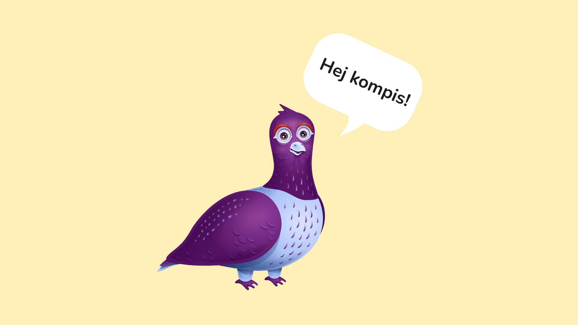 En pratbubbla med texten "Hej kompis!" och ripan bredvid.