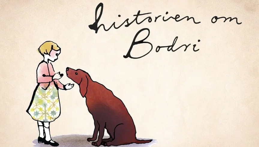 En flicka och en hund.