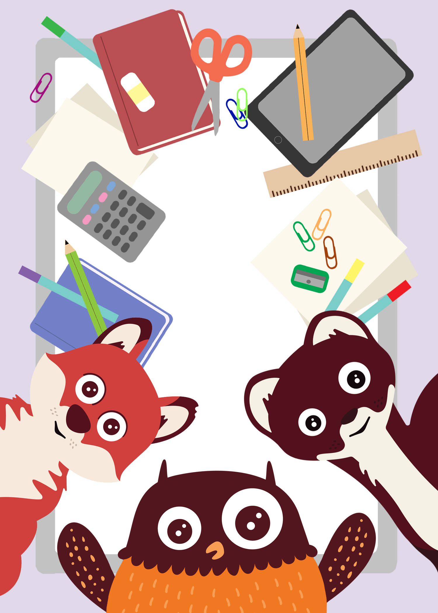 Räven, Polarugglan och hermelinen firar skolstarten.