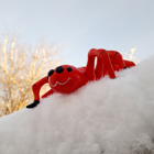 Spindeln på ett snötäckt tak.