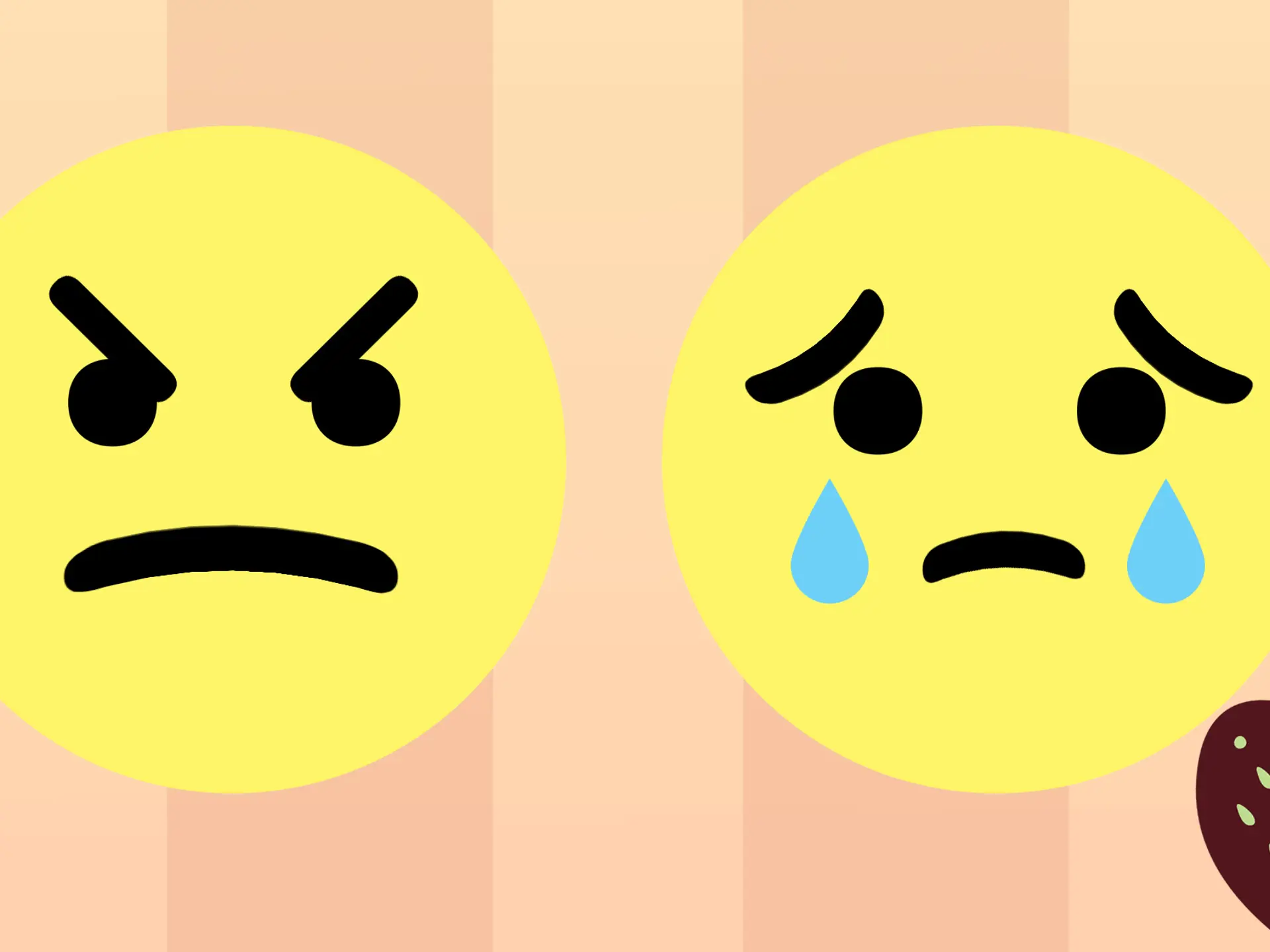 Polarugglan pekar på olika smileys, en glad, en arg, en ledsen.