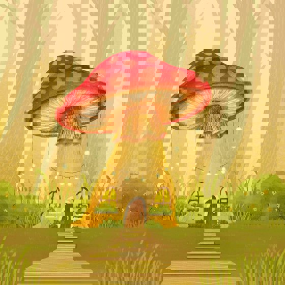 Flugsvamp som ett hus.