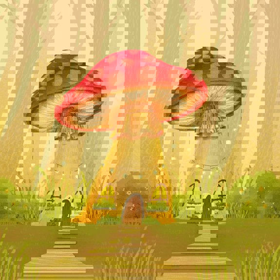 Flugsvamp som ett hus.