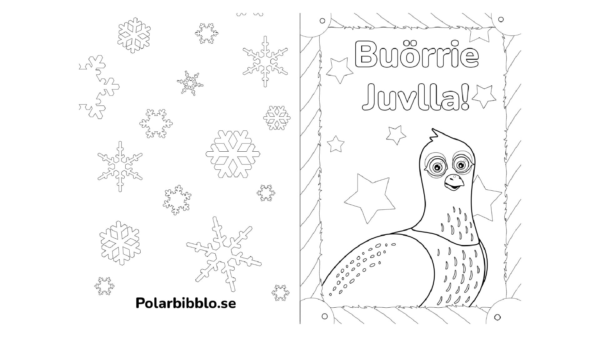 Ett färgläggningsbart julkort med ripan på.