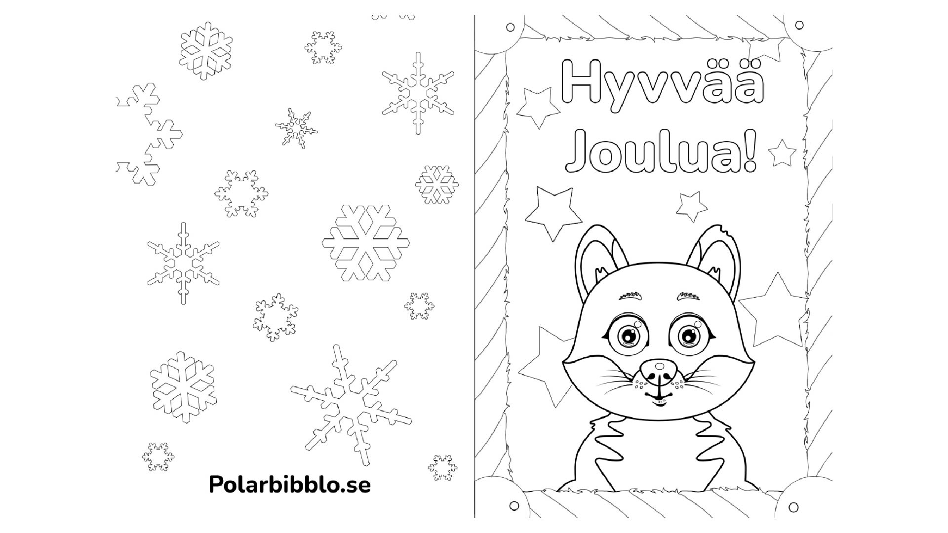 Ett färgläggningsbart julkort med räven på.