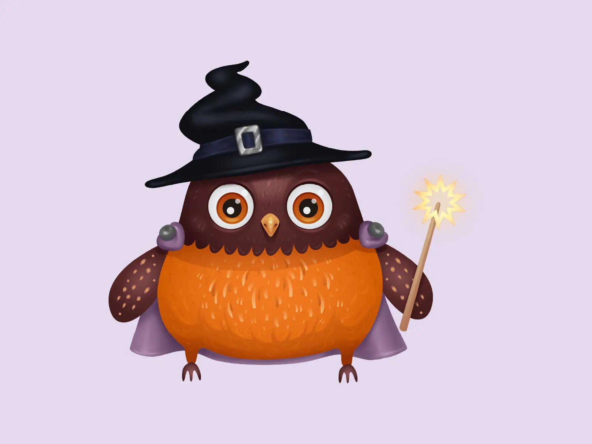 Ugglan med halloweenkläder.