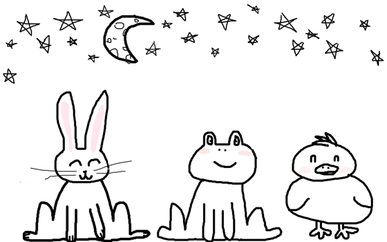 kanin, groda och anka i natten 