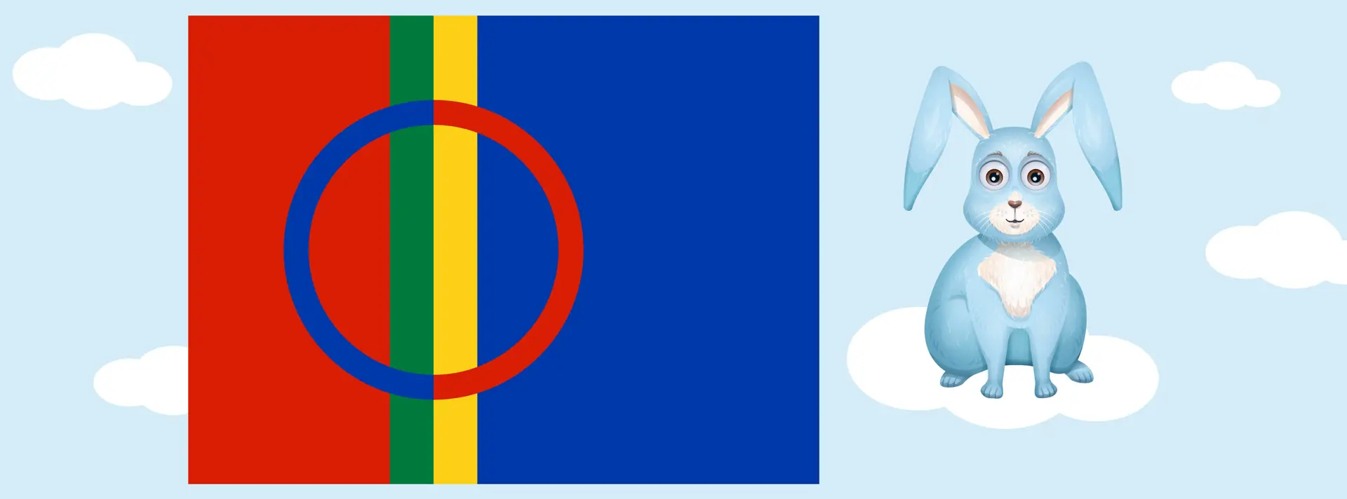 Haren som står bredvid den samiska flaggan.