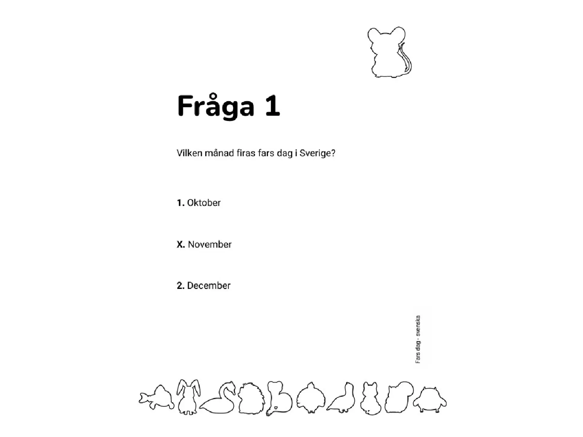 Första bladet i tipspromenaden om fars dag.