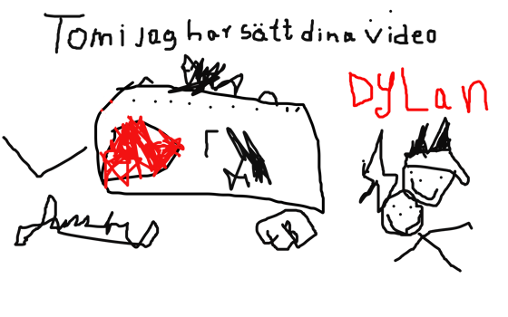 Tomu gillar mycket maskiner så han tryckte på röda knappen sen sprang har nere i en spegel och åkte vägen till andra vägen