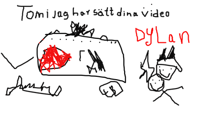Tomu gillar mycket maskiner så han tryckte på röda knappen sen sprang har nere i en spegel och åkte vägen till andra vägen