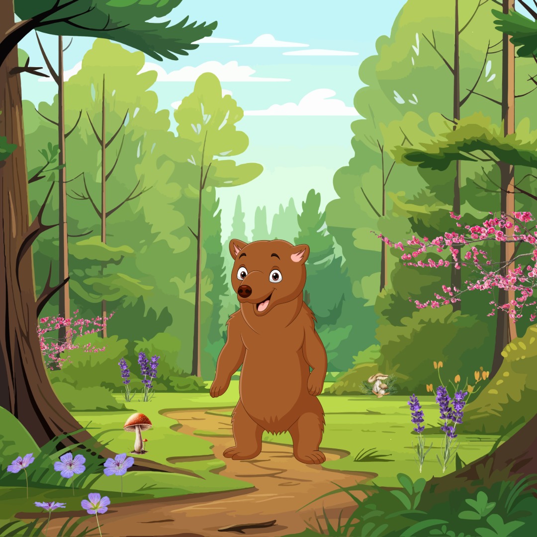 Björn i skogen.