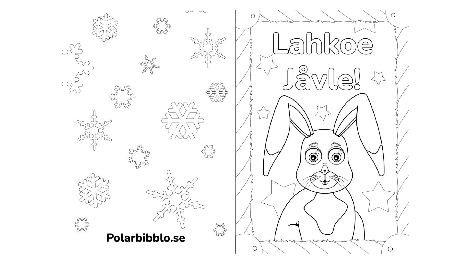 Ett färgläggningsbart julkort med haren på.