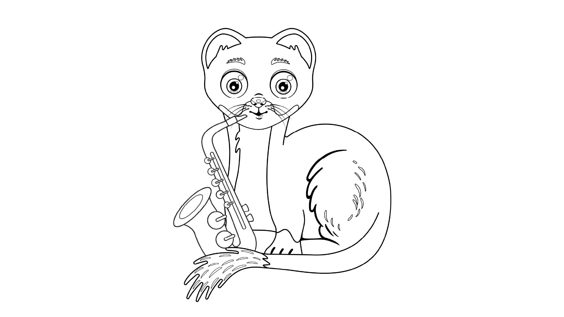 Hermelinen med saxofon.