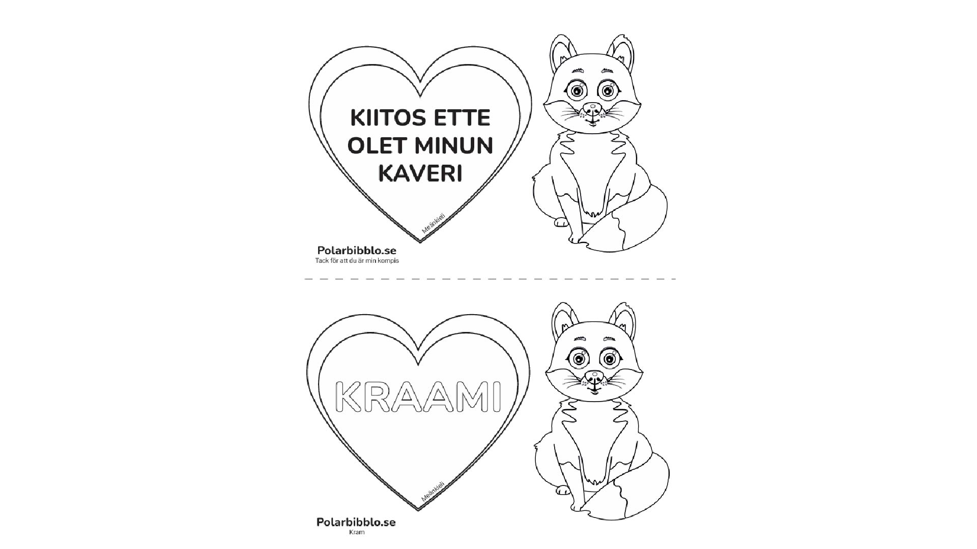 Färgläggningskort räven med vänligt budskap.