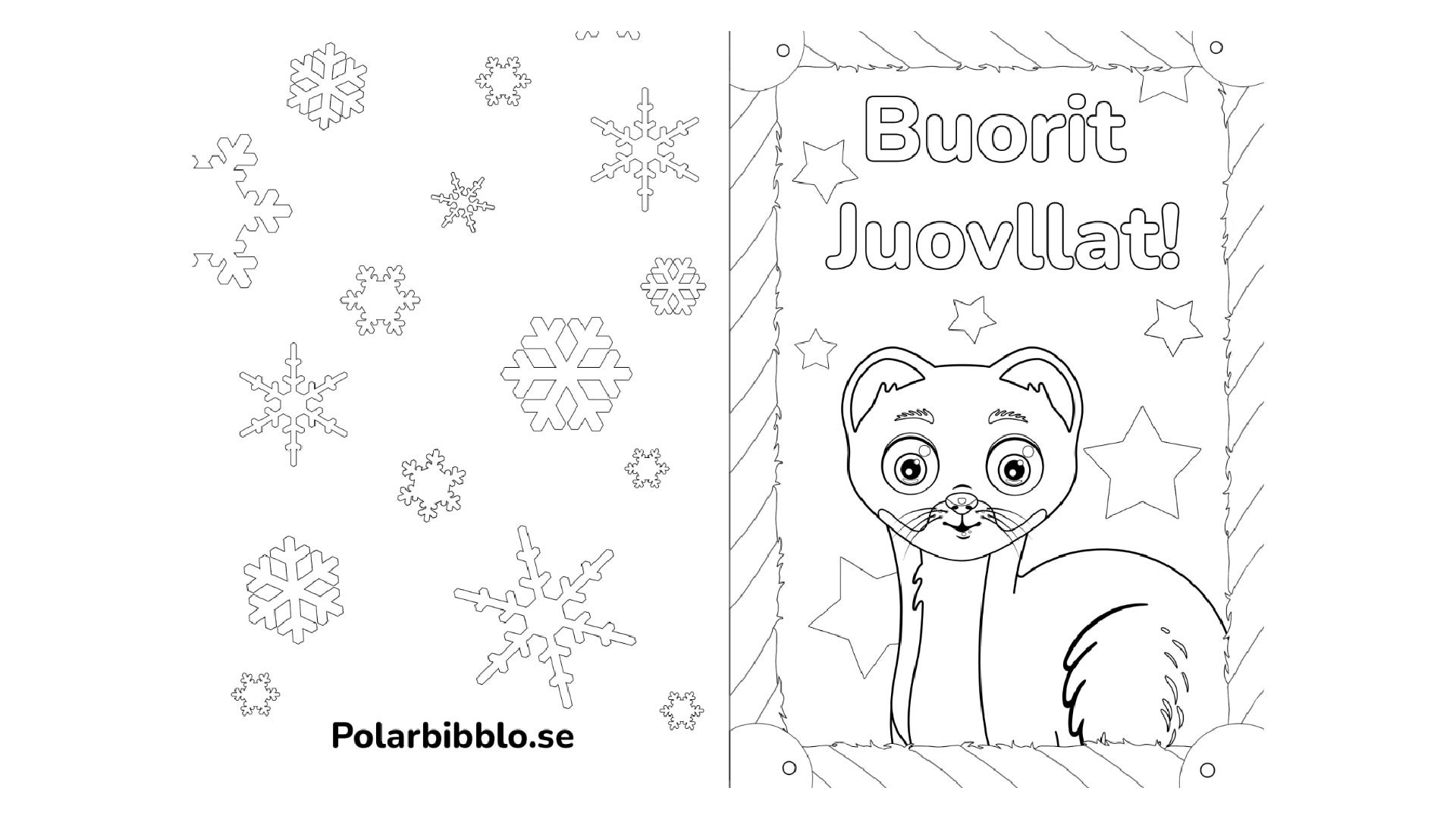 Ett färgläggningsbart julkort med hermelinen på.