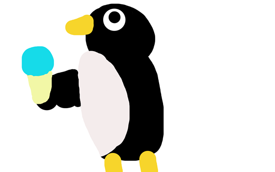Pingvin med en glass.
