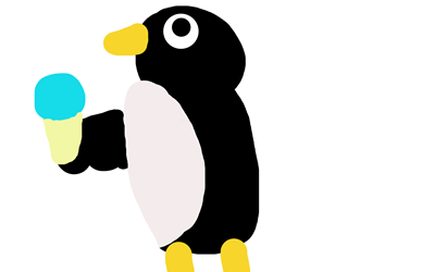 Pingvin med en glass