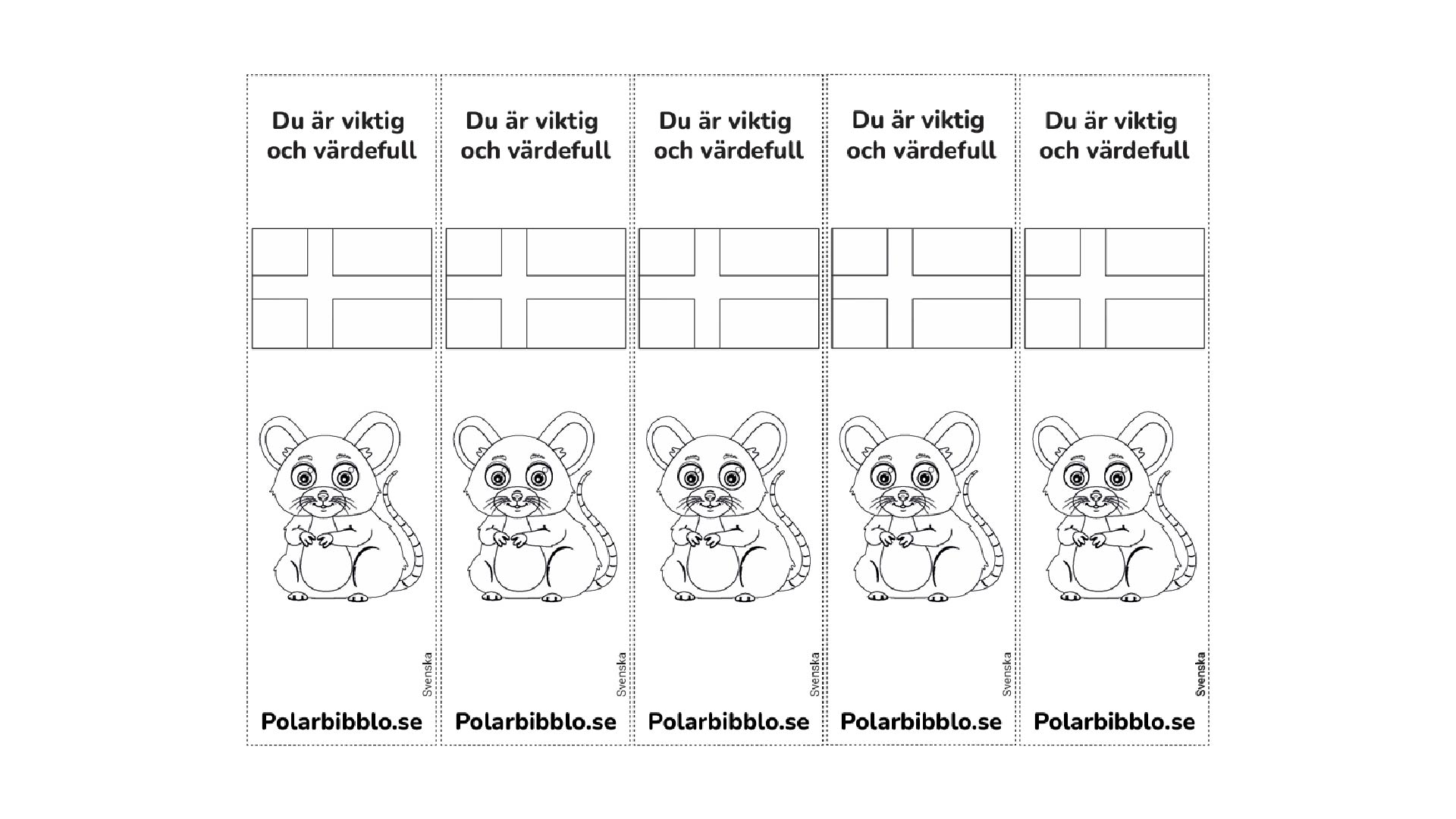 Färgläggningsbara bokmärken med flagga och ugglan.