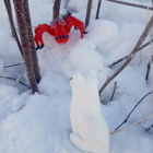 Fjällräven och Spindeln ute i snön.