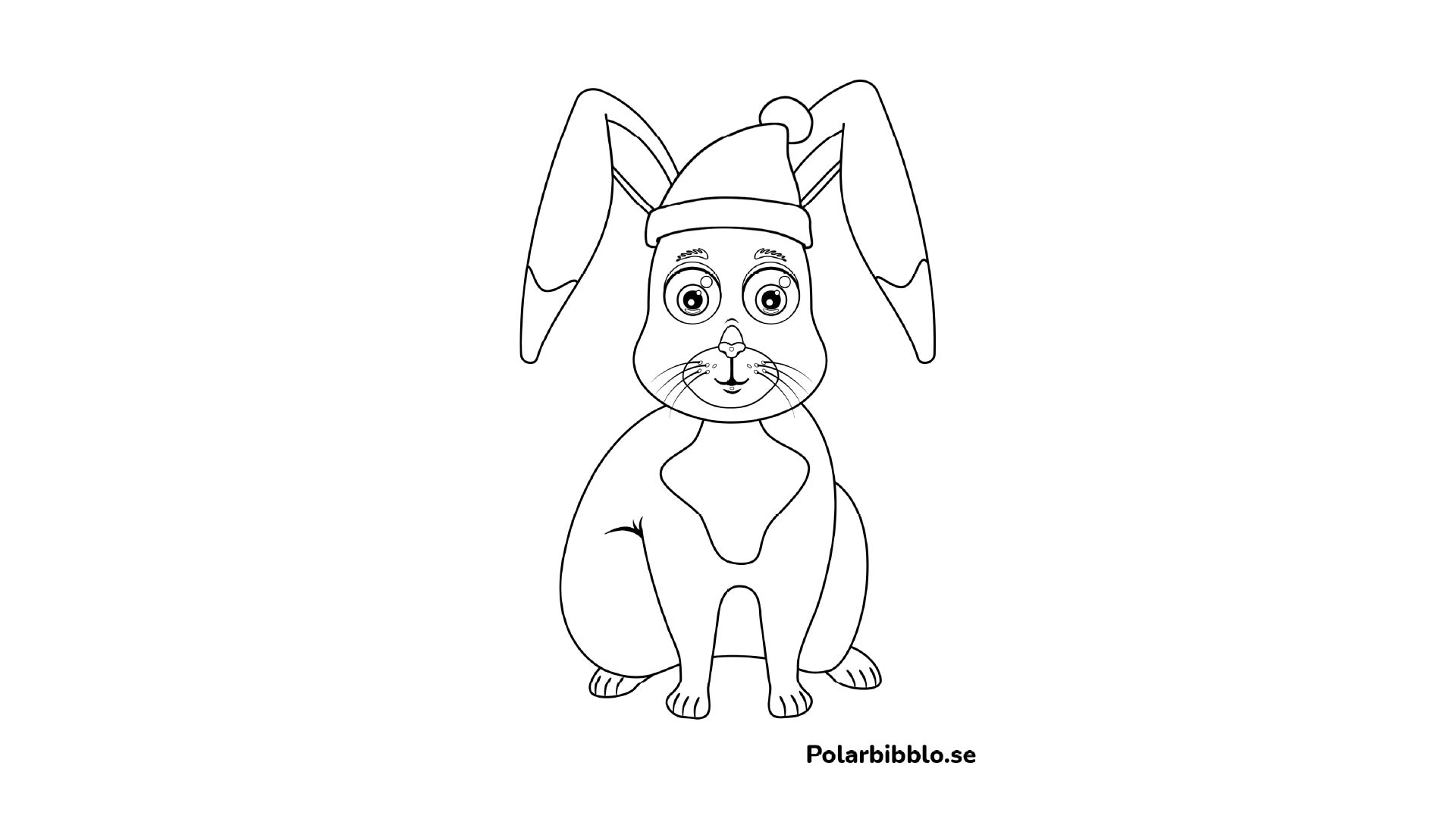 Färgläggningsbild hare med tomteluva.