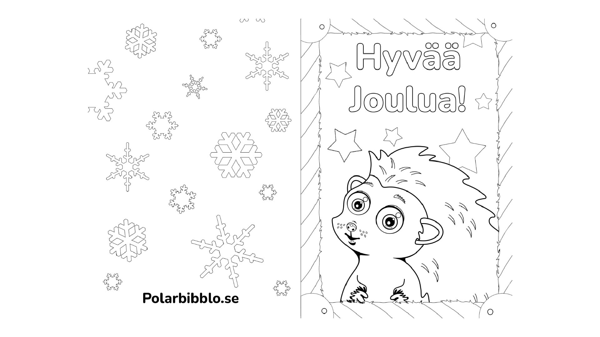 Ett färgläggningsbart julkort med igelkotten på.