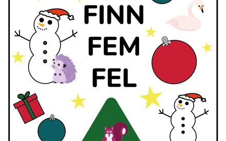 Snögubbar, julkulor, gran, stjärnor och språkdjur.