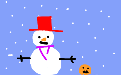 Snögubbe med röd hatt