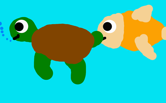 sköldpaddsungen och guldfisken